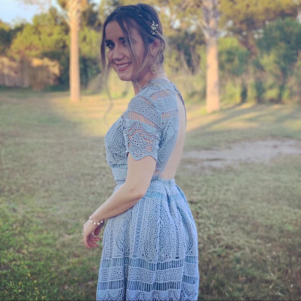 Lace blue dress